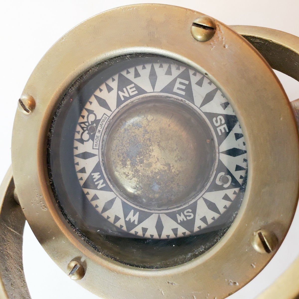 Antique Brass Ship Compass Made in Japan 3.75