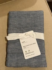 POTTERY BARN BELGIAN FLAX LINEN EURO PILLOW SHAM Chambray NEW