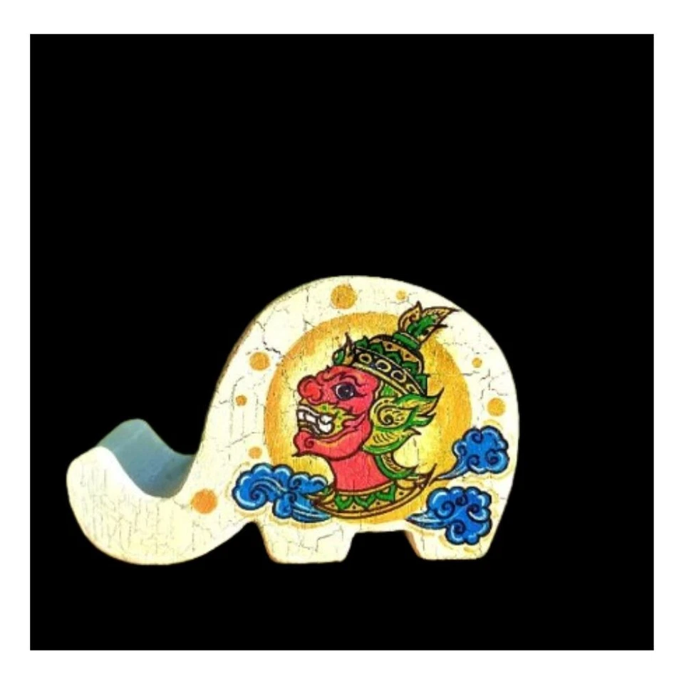Wood Stand Holder Phone&Tablet Elephant Shape Giant Thai Pattern Gift&New Year - Image 4 of 4