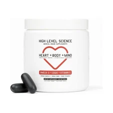 Omega 3 , CoQ10 , Vitamin E for Heart + Body + Mind with DHA/EPA | 60 Softgels