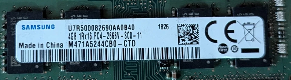 4X GENUINE SAMSUNG LAPTOP MEMORY 4GB DDR4 PC4-2666V M471A5244CB0-CTD N6-4(17) - Image 3 of 4