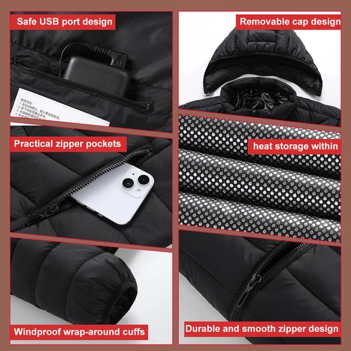 Chaqueta térmica eléctrica USB 21 áreas con batería para hombres y mujeres - Imagen 11 de 19