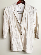 Maurices Women's Beige  White Lightweight 3/4 Sleeve Blazer Jacket Size XS  