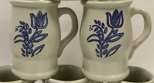 Pfaltzgraff Yorktowne Stoneware TULIP BARREL COFFEE CUP / MUG 202Y ~ Set of 2