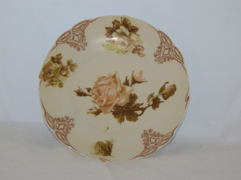 OHME SILESIA, OLD IVORY #82, PINK ROSE 8 ½” PLATE VINTAGE