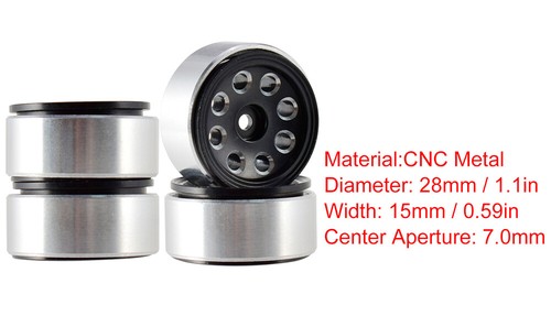 4x Cerchi Beadlock in Metallo Ruota 1,1" per RC Crawler Auto TRX4M 1/24 Assiale SCX24 RGT - Foto 22 di 27