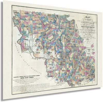 #ad 1883 West Baton Rouge Louisiana Map Parishes of Iberville Vintage Wall Art $54.99