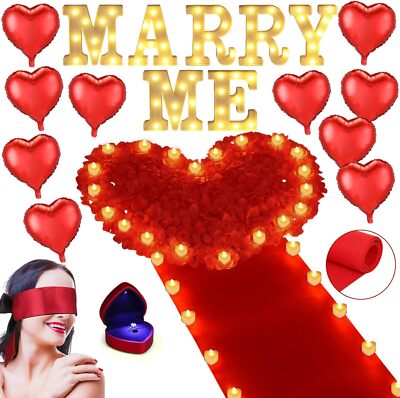 Proposal Decorations Kit Marry Me Light up Letters 6000 Rose Petals 72 Heart S