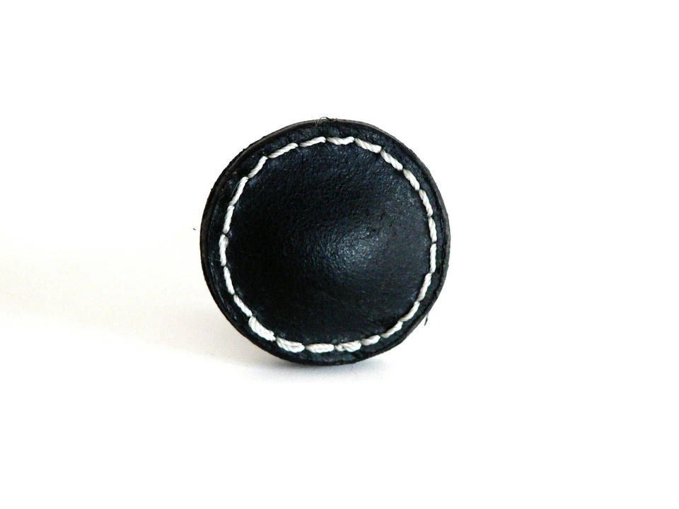 Möbelgriff Knopf Knauf Griff Türknopf Schubladengriff Leder 3,5 cm Schwarz Grau - Bild 4 von 4