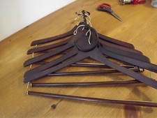 5 vtg WOODEN SUIT HANGERS curved DOVETAILS pant bar