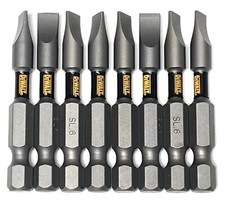 Slotted SL6 2in. DEWALT TOUGH GRIP 8 Pc Bit Set IMPACT READY NEW