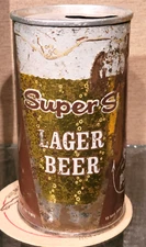 1963 BROWN SUPER S ZIP TAB TOP BEER CAN GRACE BROTHERS SANTA ROSA CALIFORNIA