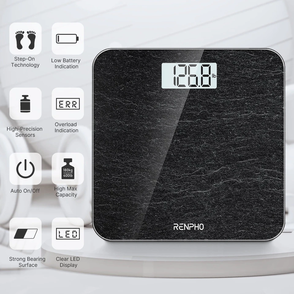 RENPHO Digital Bathroom Scale with Step-On Technology Body Weight Scale 400lbs - Image 3 of 4