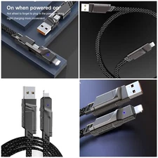 Fast Charging Cable Multi 4 In 1 Charger Data Cord Usb-C For Iphone Samsung