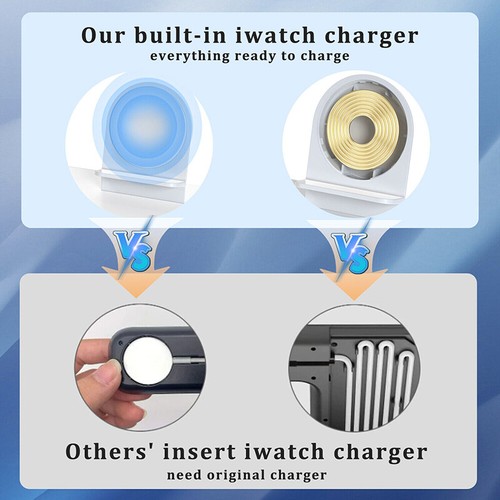 Cargador Inalambrico Para 4in1 For IOS Watch iPhone 16 15 14 13 12 Pro Max X - Picture 14 of 14