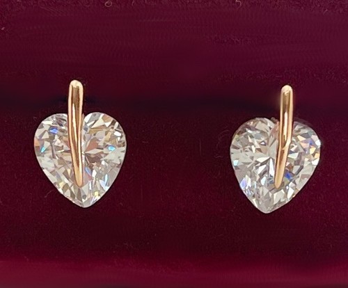 Luxus Herz Ohrringe Ohrstecker Zirkonia Kristall 750er Rolled Gold 18K vergoldet - Bild 4 von 8