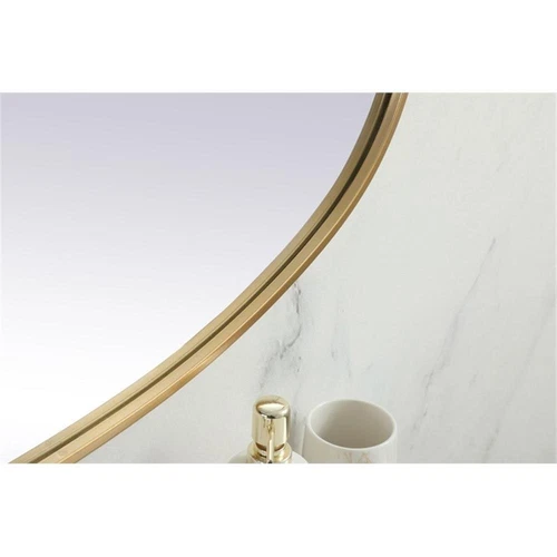 Elegant Decor Brynn 24x48" Oval Modern Metal Wall-Mounted Mirror in Brass - Picture 8 of 11