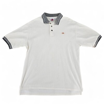 Disney Cruise Line DCL Mens L S/S Ribbed Polo Shirt White Made in USA Vintage