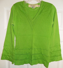 Vintage 70's Alsim Original delicate feminine hand detailed green sweater