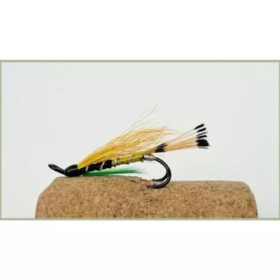 Lachsangeln Fliegen, 3er Pack Double Green Highlander, Doppelhaken Größenwahl