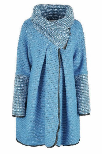 Womens Italian Wool Mix Lagenlook Plus Size Cocoon Coat Collared Zip Jacket Top - Picture 9 of 10