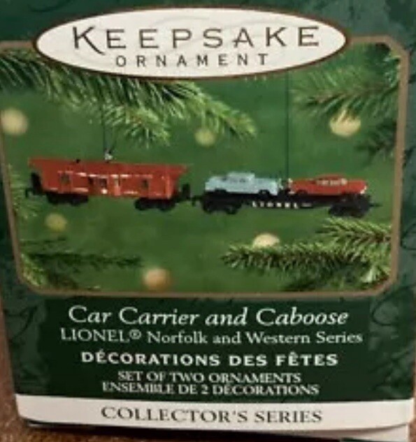 Hallmark Car Carrier and Caboose Lionel Norfolk Western 2001  Miniature Ornament