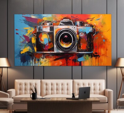 Vintage Camera Pop Art Painting Retro Wall Art Canvas Unframed Print Art