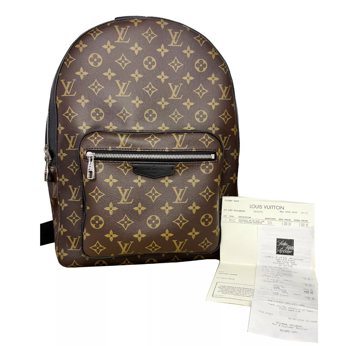 Louis Vuitton Josh Macassar Monogram Backpack Includes receipt and