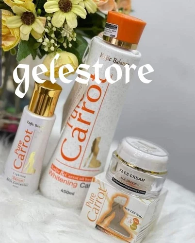 3pc. Pure carrot flawless kojic balance Whitening Lotion, serum & face cream.