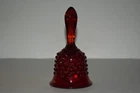 1970s Fenton Ruby Red Glassware Bell With Hobnail Pattern With Original Clapper