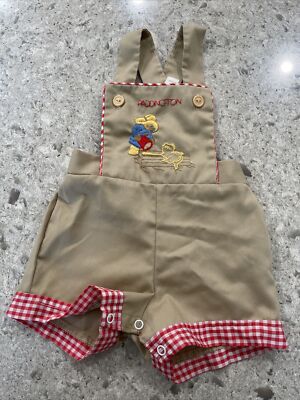 Vintage 1976 PADDINGTON BEAR by Thomas Embroidered Farm Bib Overalls 12mo