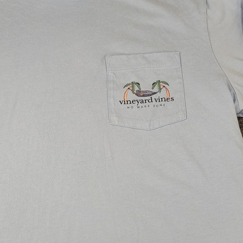 Vineyard Vines Shirt Mens Medium Light Blue No Wake Zone Long Sleeve Pullover - Picture 3 of 10