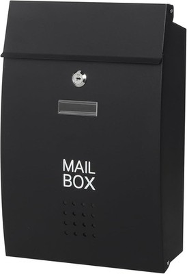 Wall-Mount Mailbox Large Capacity Waterproof Metal Post Box for House Black