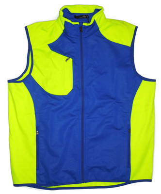 Ralph Lauren RLX men's full zip Blue / Neon Softshell Golf Vest - XL -msrp $145
