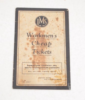 Railway Leaflet LMS Workman's Cheap Tickets Birmingham S. Staffs May 1934