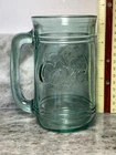 Vintage Coca Cola Embossed Thick Green Glass Stein Mug 16 oz