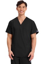 Unisex Cherokee Black V-Neck Scrub Top Traditional Fit 4876 sz L