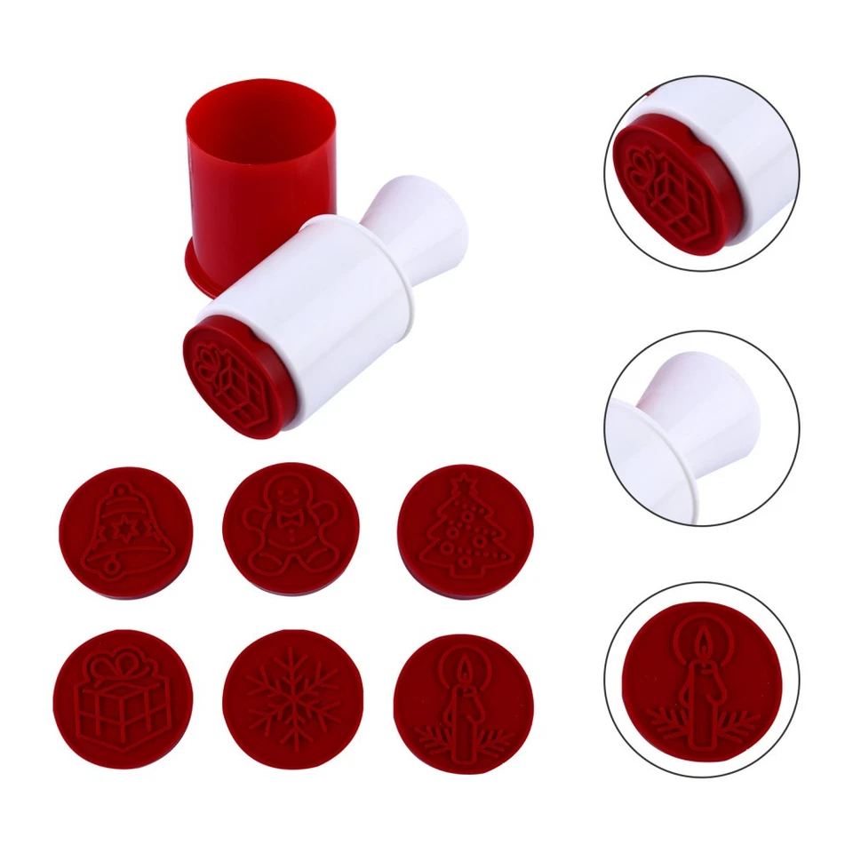 6 Pcs Cookie Press Stamp Holiday Cookies Molds Xmas Stampers Biscuits