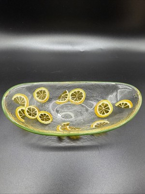 Hand painted glass lemon drop candy dish, Lemon dish, Home Décor