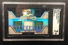 2008 TOPPS TRIPLE THREADS SAPPHIRE PRIME PATCH #48 JOE NAMATH GUARANTEE SGC 7 /3