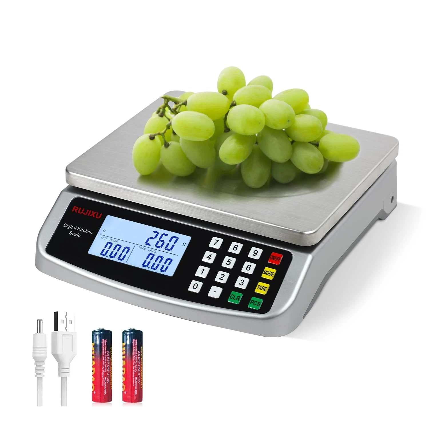 Food Scale 88lb/40kg Digital Kitchen Price Computing Stainless Steel Gram