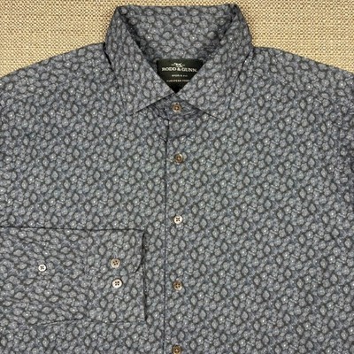 Rodd & Gunn Men's Shirt M Long Sleeve Gray Floral Flowers 100% Cotton New