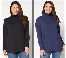 Denim & Co. Essentials Regular 2-Pack Mock Neck Tunics NWT A672135