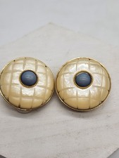 Orecchini Vintage Firmati Ugo Correani Modernariato Clip Tono Oro e Perlato