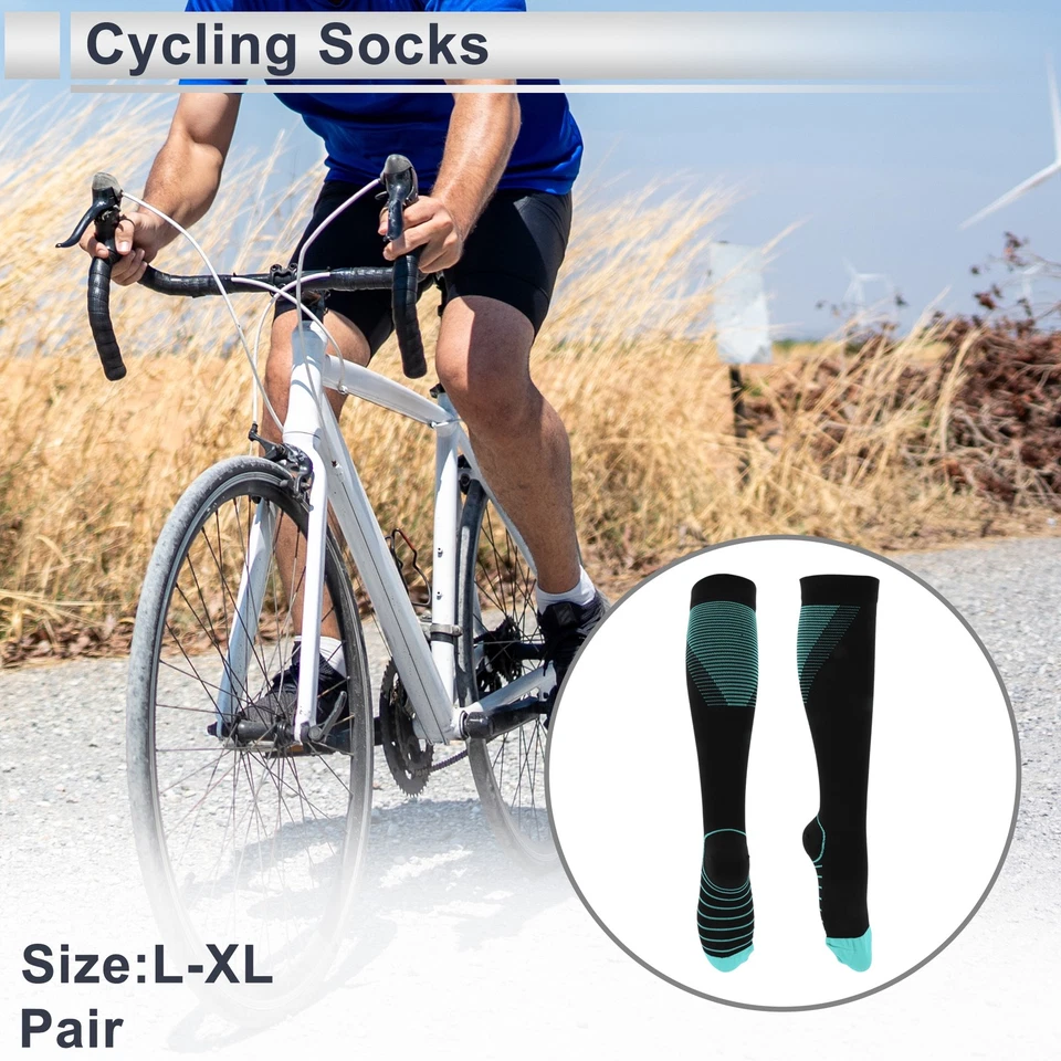 Calcetines Ciclismo Transpirables Azul/Negro Talla L-XL 1 Par Chevron - Imagen 2 de 4