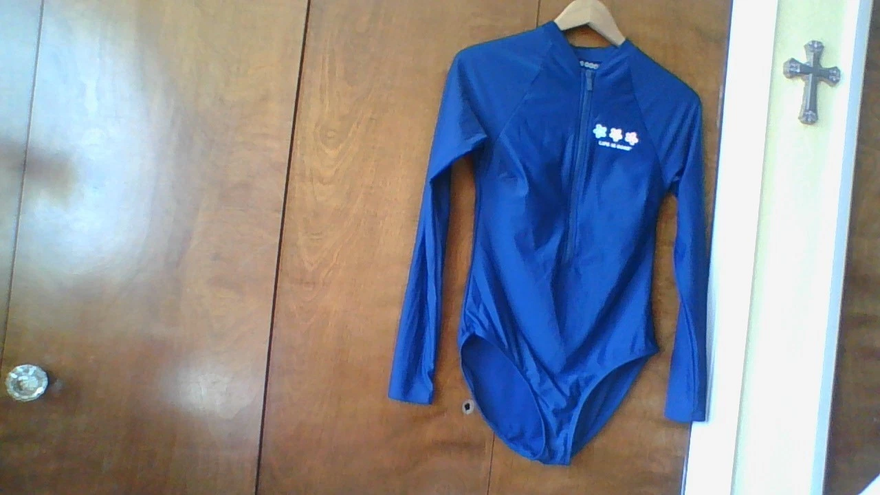 Life Is Good Long Slv Swimsuit 1-Pc Sz S Navy/3 Daisy Stretch 1/2 Zip Rashguard
