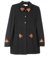 ST JOHN COLLECTION BY MARIE GRAY BLACK WOMEN KNIT BUTTON AND DECOR JACKET SZ 8