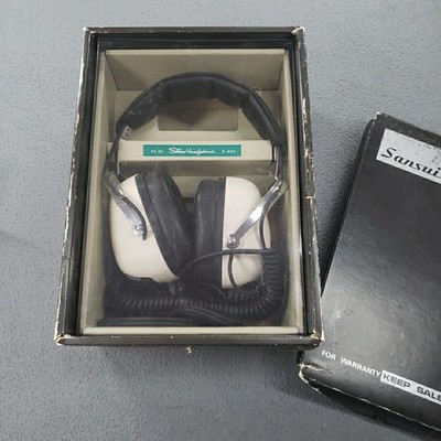 Vintage Sansui SS-20 Stereo 2-Way Headphones w Box Cords Papers Made In Japan