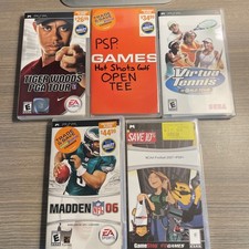 PSP Sports Lot (5) Tiger Woods+Tennis+Madden+NCAA Football 07 + Hot Shots Golf