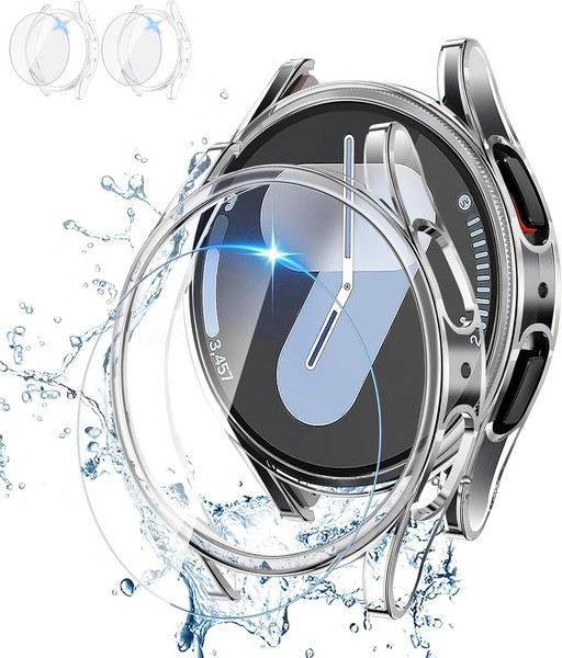 SchutzhüLle FüR Galaxy Watch 44Mm Hart PC Bumper HD Anti-Beschlag Glas Clear-image